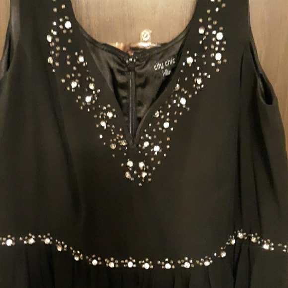 City Chic Little Black Dress w/Rhinestone Embellis - Picture 2 of 2